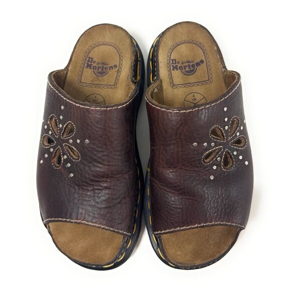Vtg Doc Dr Martens Flower Cutout Chunky Sandals Womens Sz US 5 Made In England - Picture 1 of 14